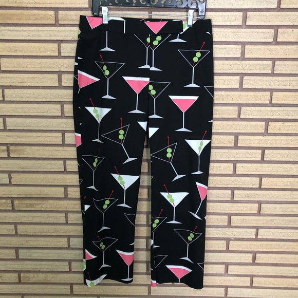 Cotton Martini Cocktail Print Pants - Waist 32 - Picture 1 of 11